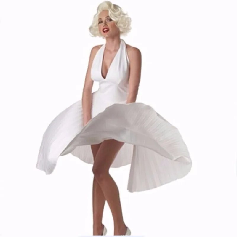 

Adult Sexy Deluxe Marilyn Monroe Dress Costume Summer Party Dresses Vestidos Femininos