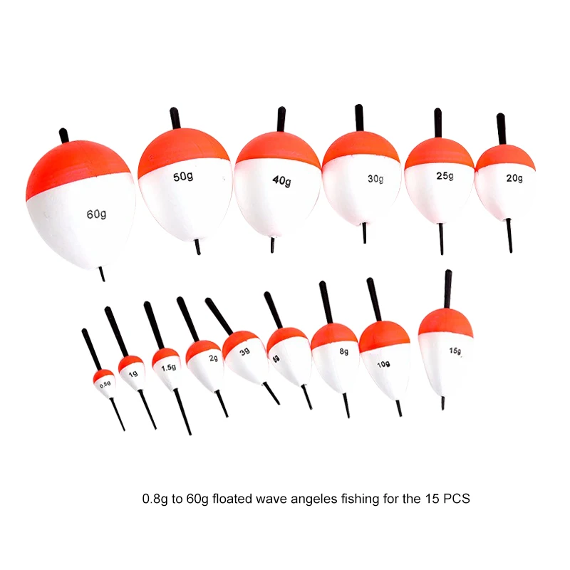 

15/10/8/6pcs/Set EPS Fishing Floats Set 0.8g-60g Sea Fish Float with Sticks Pesca Fishing Tackle Accessory