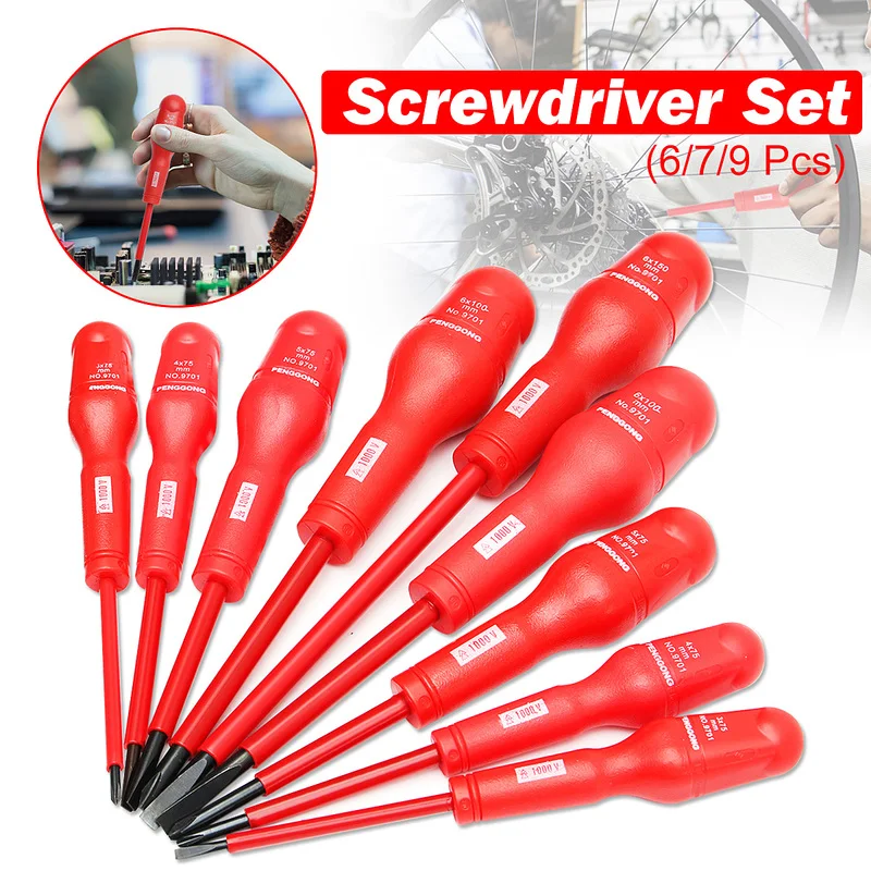 

Insulated Screwdriver Set Electrician Dedicated Magnetic Precision High Voltage 1000V Slotted Phillips Non-slip Hand Tool Set
