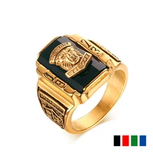 Anillo azul marino noble vintage a la moda para hombre, anillo de latón negro rojo azul verde de cristal, joyería adecuada para fiesta de amigos de Hip-Hop