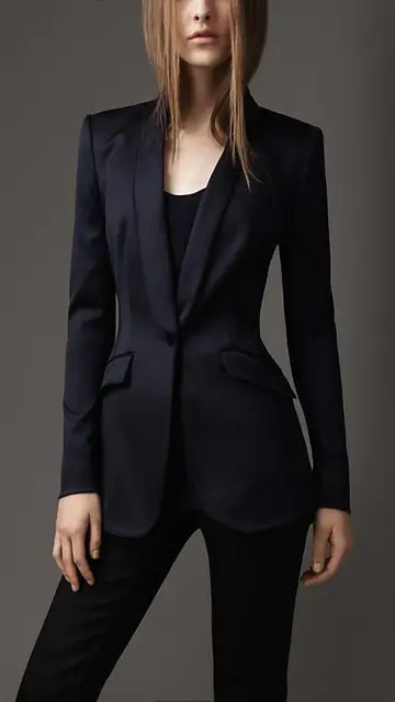 (Jacket+Pants) 2016 Women's Set Black Suits With Shawl Lapel Skinny ...