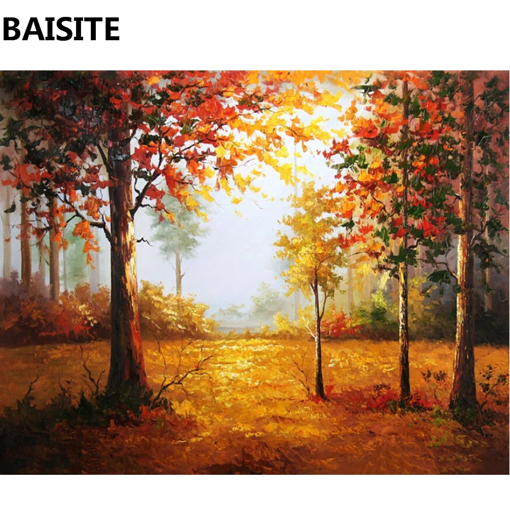 

BAISITE Frameless DIY Oil Painting Pictures By Numbers On Canvas Wall Pictures Wall Art For Living Room Home Decoration S067