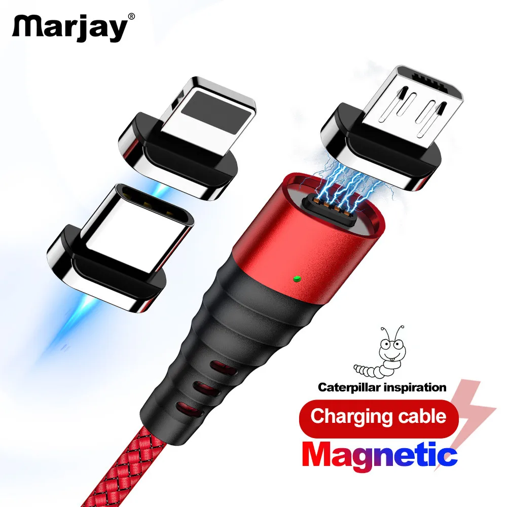 Магнитный зарядный кабель Marjay Micro USB кабель для iPhone 7 8 X XS MAX Magnet charger usb type C кабель 3A провод для быстрого заряда шнур