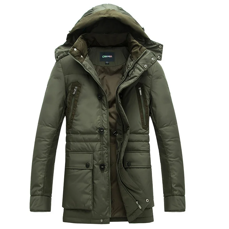Мужская куртка на утином пуху, Толстая теплая пуховая парка со съемным капюшоном и перьями, одежда для мужчин, новинка 2630