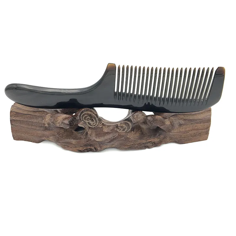 

L-116 Natural Buffalo Horn Comb round handle Hair Care Accessories