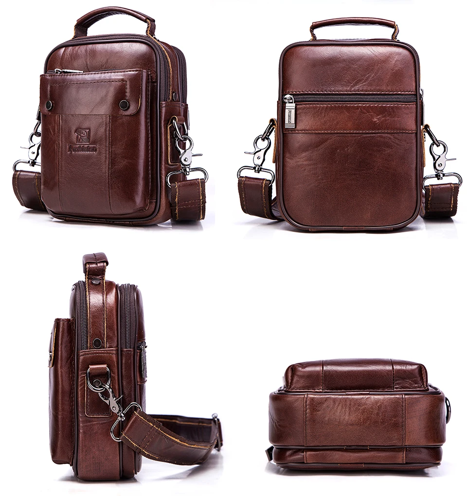 FUZHINIAO брендовые вместительные мужские сумки-мессенджеры, сумки для мужчин из натуральной кожи, сумка через плечо, коричневая деловая Повседневная сумка