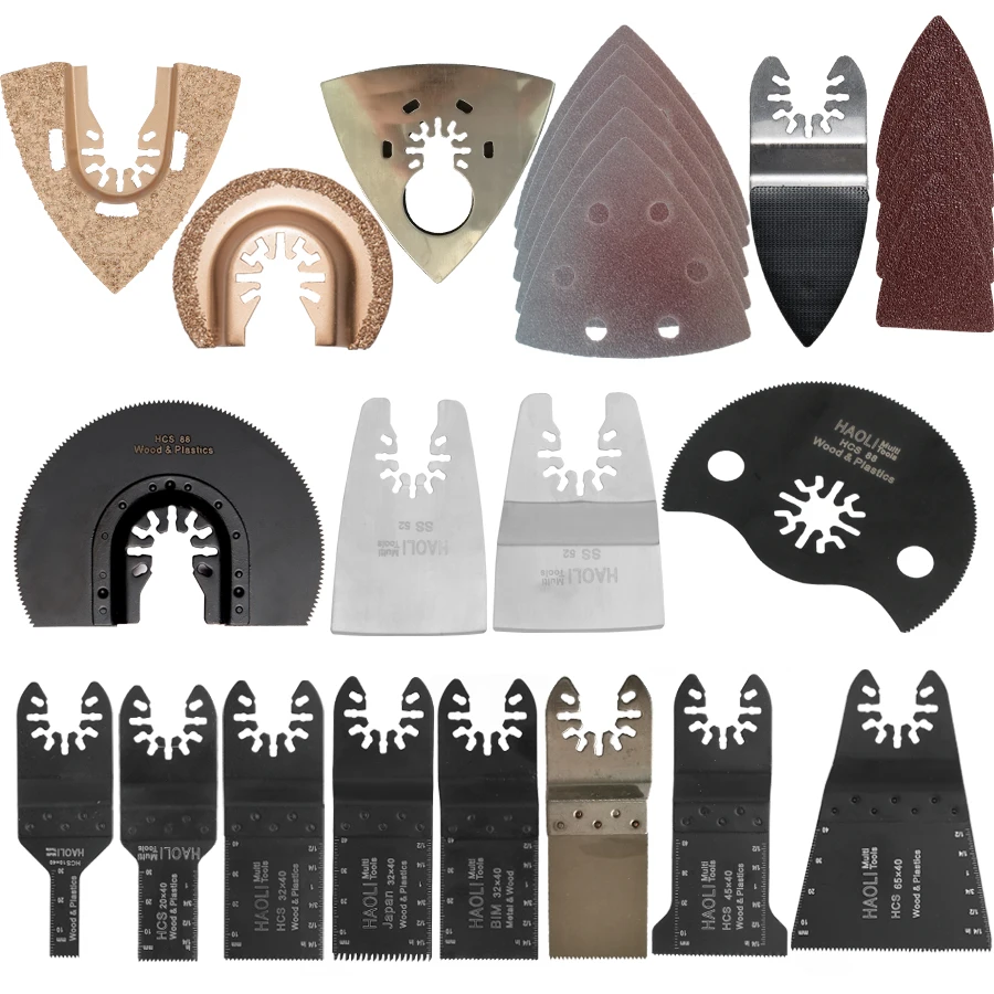 Goedkoop Nieuwe 66 stks Oscillerende Multitool Zaagbladen Accessoires fit voor Multimaster power tools als Fein, black amp; Decker etc, quick change