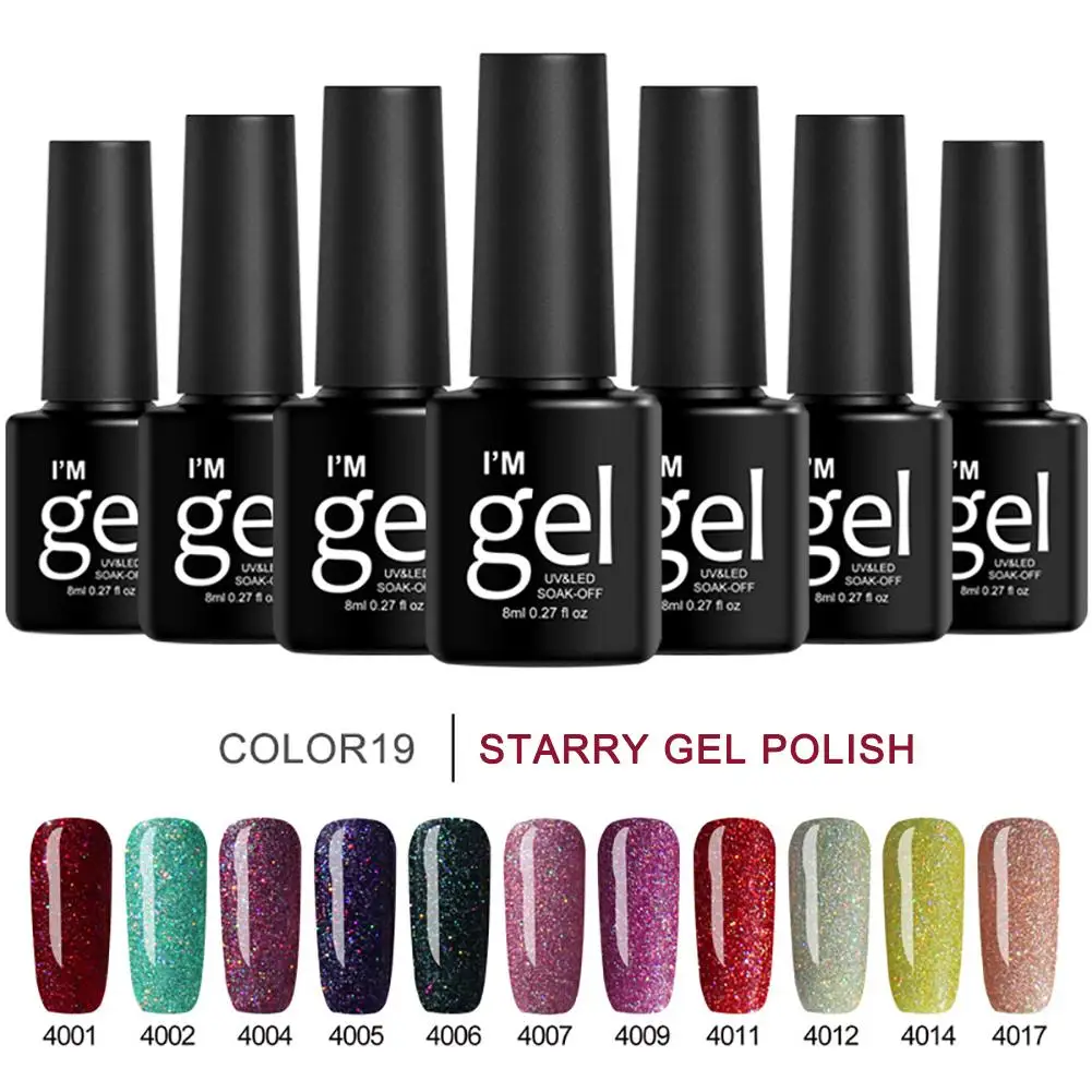

1 Bottle 8ml Nail Art Glitter UV LED Gel Nail Polish Extension Varnish Lacquer Shiny Primer Decor New Manicure Tool