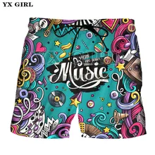 2018 Summer Men Happy Music Casual Shorts 3D Print Beach Hawaii Jogger Fitness Boardshorts Musical instruments Short Trousers