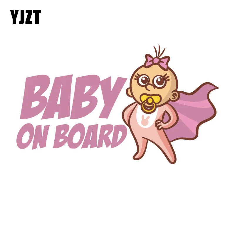YJZT 15CM*8.8CM Car Styling Reflective Sticker Lovely Girl BABY ON BOARD Warning Mark Decal C1- 7341