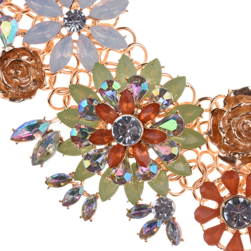 PPG& PGG модное массивное цветочное женское ожерелье с кристаллами, винтажное массивное ожерелье-чокер на цепочке, большие тяжелые разноцветные ювелирные изделия, ожерелье