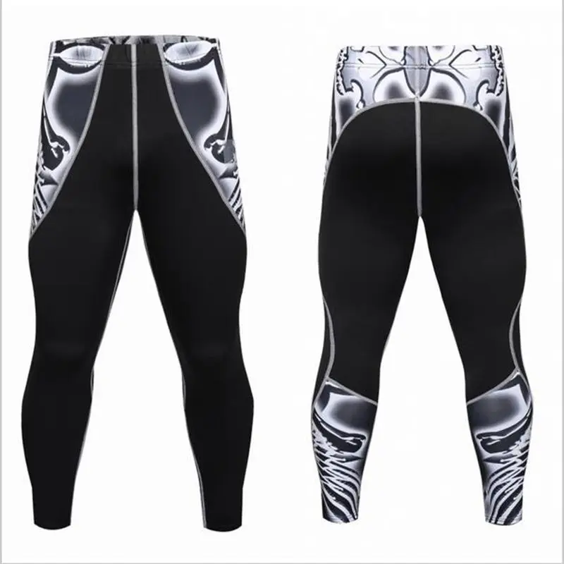 Mens Workout Fitness Compression Leggings Pants Bottom MMA Crossfit