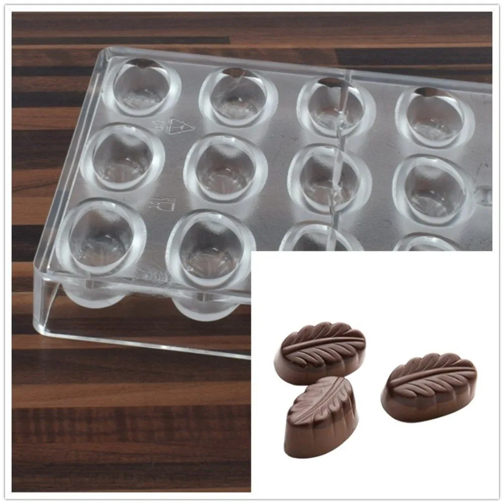 Grainrain Leaves Shaped Polycarbonate Chocolate Bar Mold Clear Hard