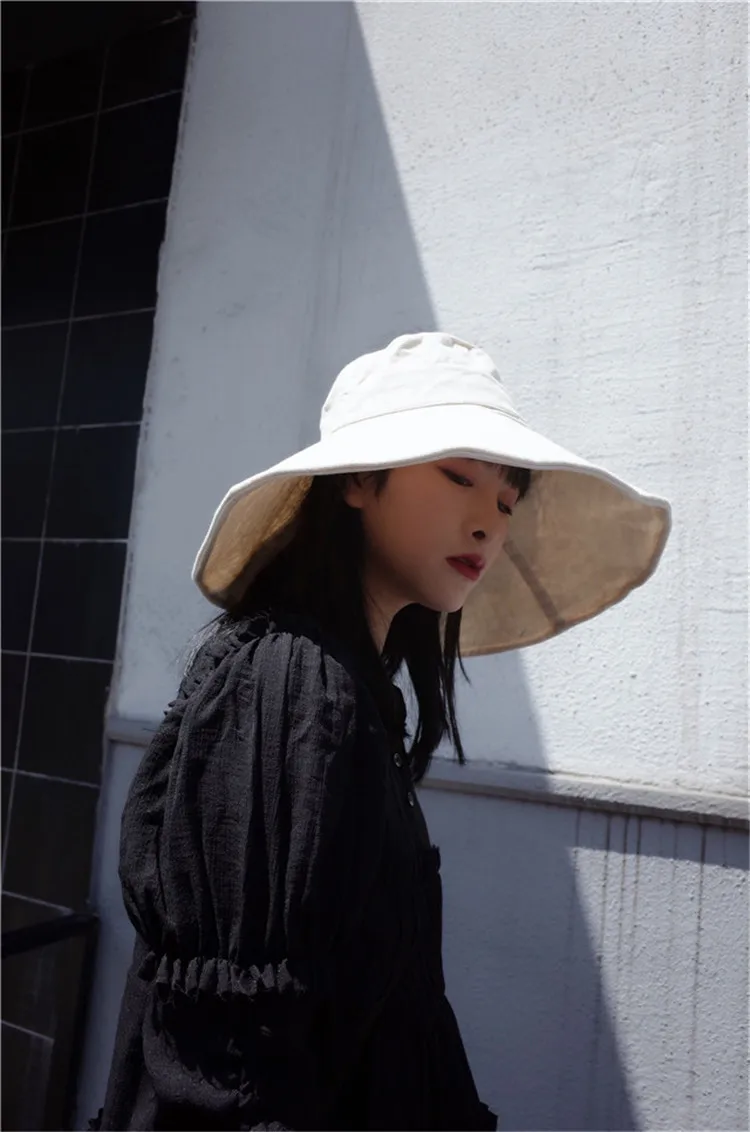 2018 New Japanese Solid Color Sun Hat Summer Travel Collapsible Sun Protection Beach Casual Sun Hat ACA96 (4)
