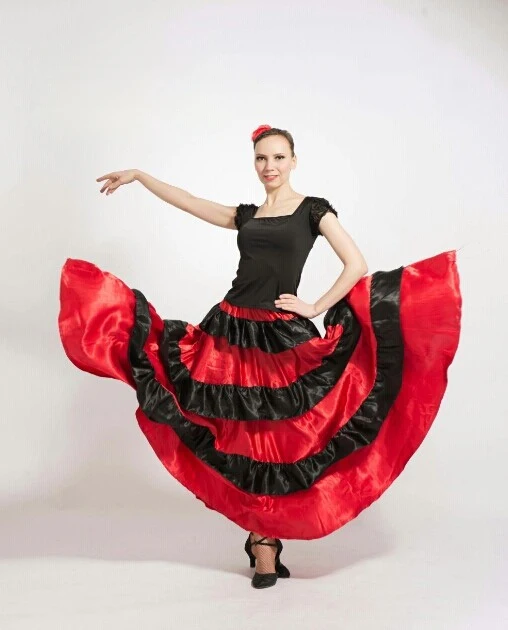 Испанская традиционная коррида фестиваль для женщин танцевальные костюмы фламенко красная юбка представление сцена Одежда бальное платье