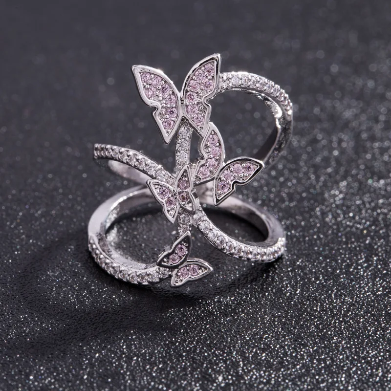 

US Size 6-10 Butterfly Crystal Zircon Wings Ring for Women Love Jewelry Girls Trendy Wedding Bands Fashion Party Rings Jewelry