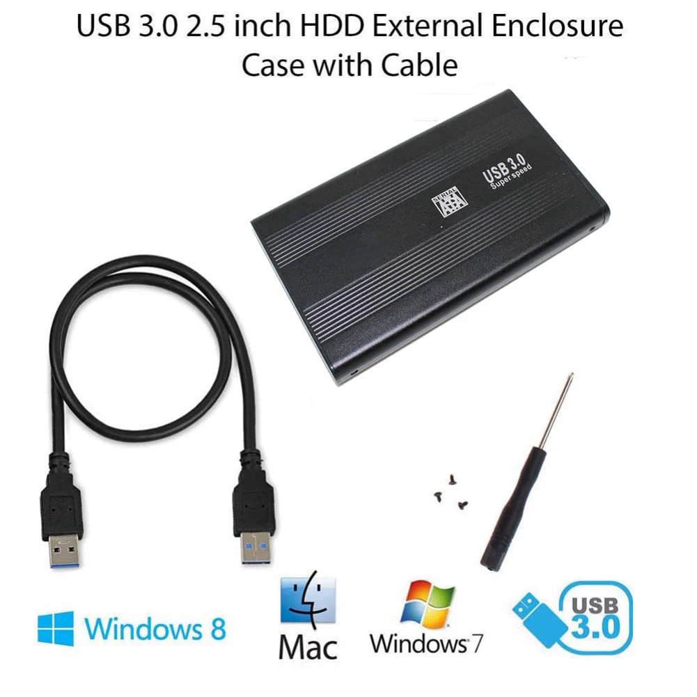 1 ТБ HDD корпус USB 3,0 на SATA 2,5 "HD жесткий диск Внешний корпус шкатулка для Mac OS/Windows (HDD не включает)