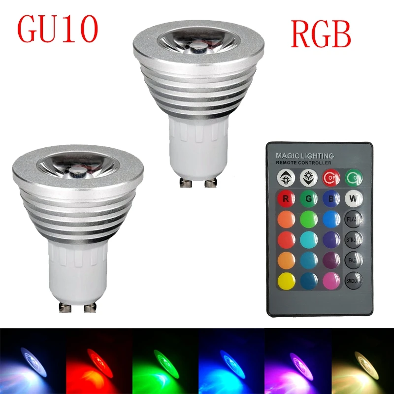 

Lowest price 5W GU10 LED RGB LED Bulb 16Color LED Spotlight with IR Remote Controller LED Lamp for Home Party Decoration