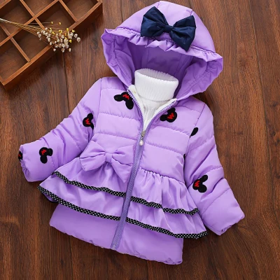 Зимнее утепленное хлопковое пальто для маленьких девочек; детская одежда; куртка-пуховик; удобная Милая одежда для малышей; одежда для детей - Цвет: 3