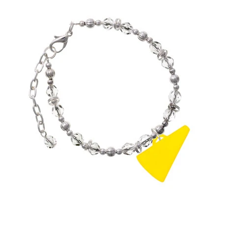 Acrylic 1.25 Yellow Megaphone Clear Beaded Bracelet