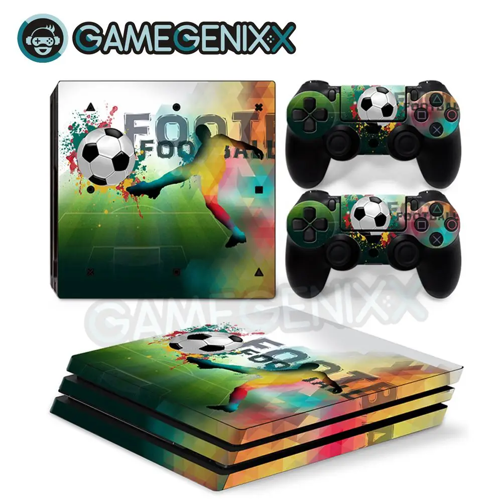 Виниловая наклейка на кожу GAMEGENIXX для консоли PS4 Pro и 2 контроллера футбол|Наклейки|