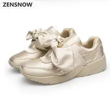 

Spring Bowknot Female Casual Shoes Round Head Silk Satin Cloth Comfortable Single Pink Shoes 35----40Star leisure shoes