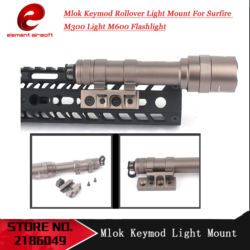 

Element Tactical Flashlight Mount Mlok Keymod Rollover Light Mount For Surfire M300 Light M600 Flashlight M300V M600v