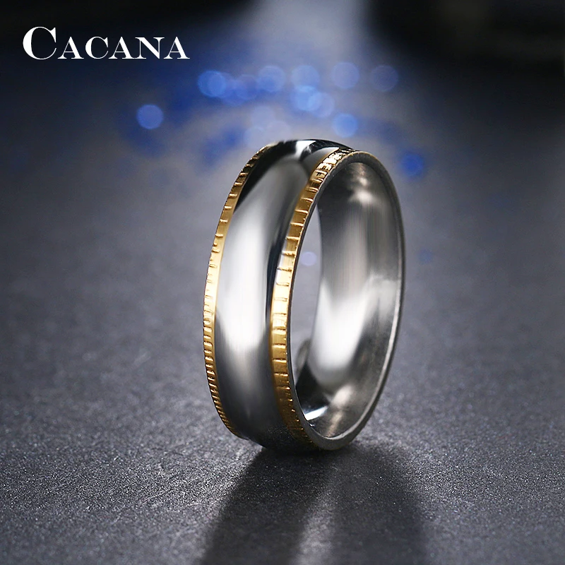 CACANA Stainless Steel Rings For Women Clear Smooth Personalized Fashion Jewelry Wholesale NO.R10
