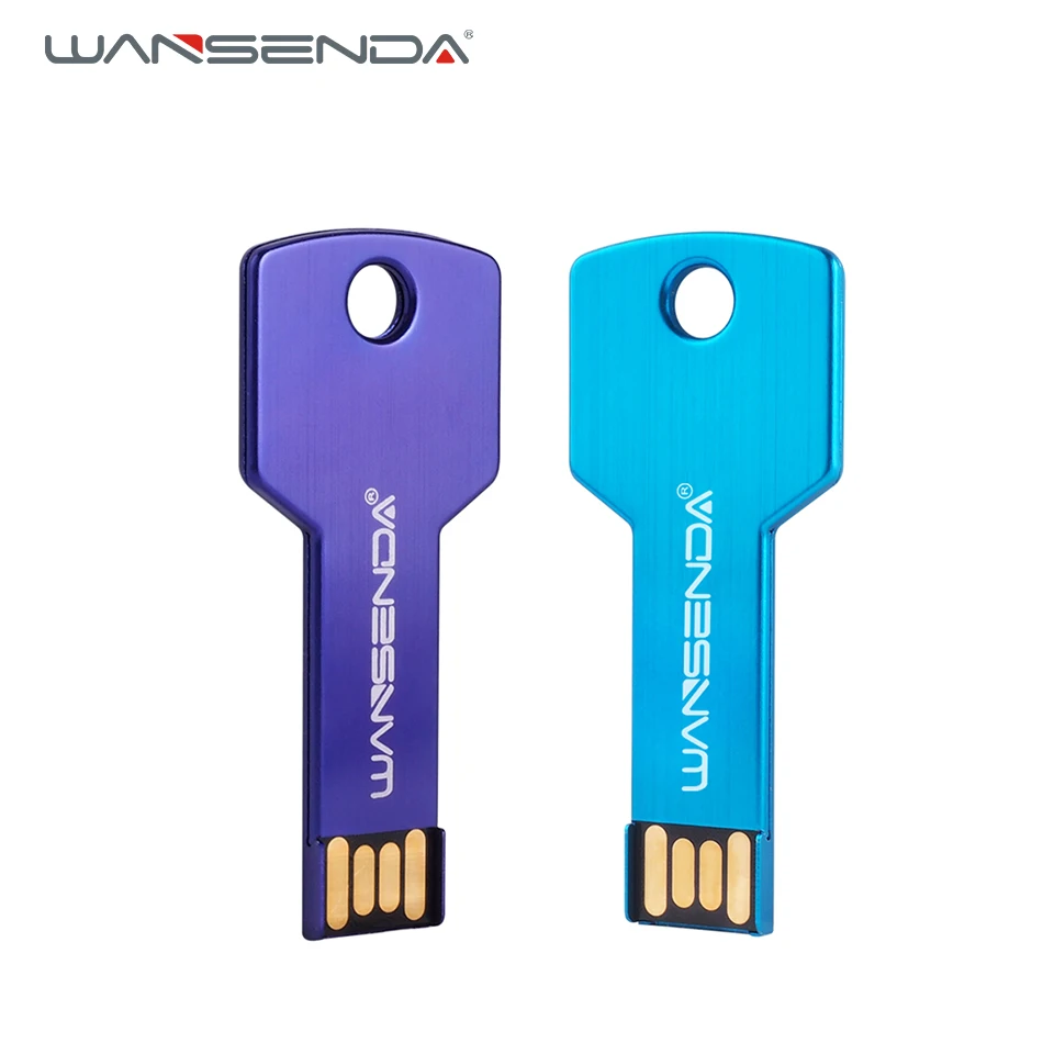 

Wansenda multi-color Metal Key USB Flash Drive 128GB 64GB 32GB 16GB Pendrives 8GB 4GB USB 2.0 Pen Drive Cle USB Memory Stick