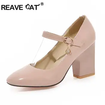 

REAVE CAT Women High Heel Shoes Buckle Women Pumps Mary Janes Heels Shoes Female Wedding Party Stilettos Mujer A509