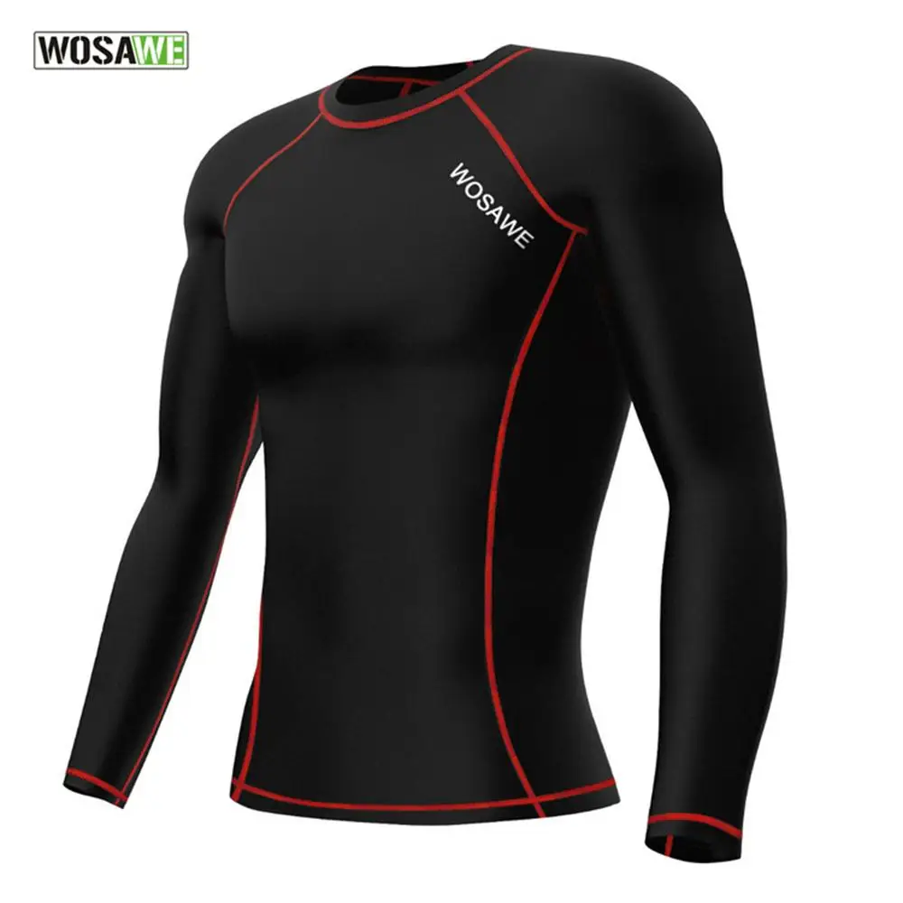 WOSAWE Mens Compression Base Layer Top Long Sleeve Bike Bicycle Cycling Jersey/ Running Fitness 