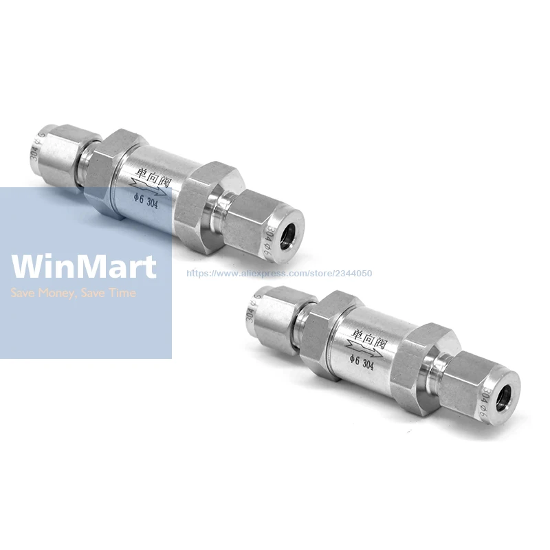 304 нержавеющая сталь односторонний обратный клапан обратный в линии клапан сжатия подходит 6 мм OD труба