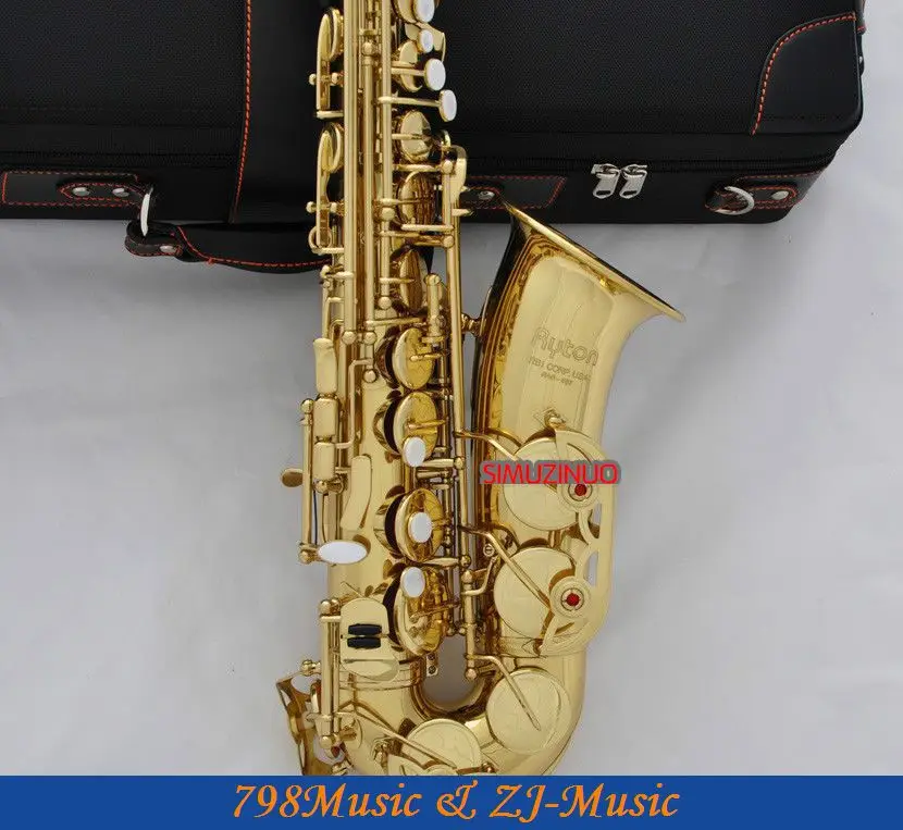 Золотой лак альтовый саксофон Ми-бемоль High F# Key-жемчужные бутсы