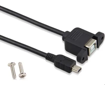 

0.5m Mini USB 5Pin Male to USB 2.0 Type B Female Printer Panel Mount Cable&Screw new