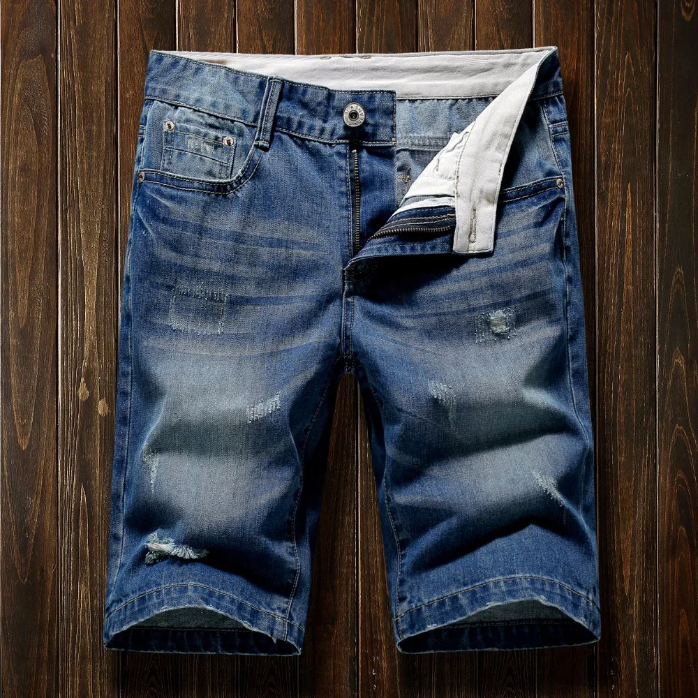 

Summer Men's Shorts Stretch Casual Lightweight Blue Denim Jeans Short Bermuda Size 33 34 35 36 38 Shorts