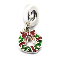 Подходит для Pandora Charms браслеты праздник венок бусины с смешанной эмалью 925 пробы-серебро-ювелирные изделия