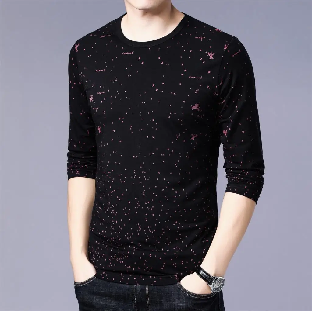 2019 Spring New Tee Shirt Homme Men Long Sleeve O-Neck Cotton T-Shirt Fashion Tops High Quality Slim Fit Tees Streetwear 5XL