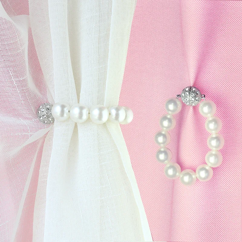 

Elegant ABS Artificial Pearl Curtain Tieback Magnet Tie Curtain Holder Luxury Curtains Holderback Accessories Home Decor 1pcs 40