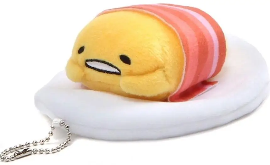 

Gudetama Lazy Egg Bacon Blanket Keychain 4.25 KAWAII Sanrio by Ltd Ed