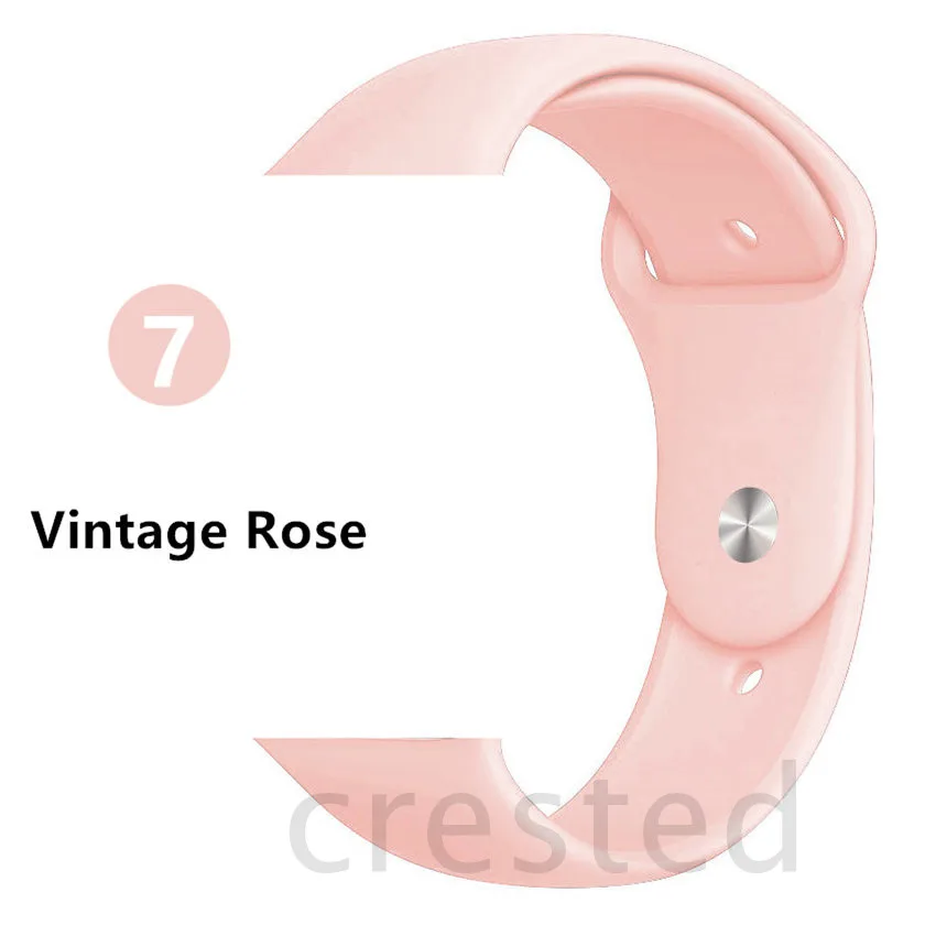 Vintage Rose Силиконовый ремешок для apple watch 4 5 44 мм/40 мм спортивный ремешки для apple watch 3 42 мм/38 мм резиновый ремень браслет ремешок для часов apple watch Band Мягкий красочный ремешок iwatch series 4 3 2 1 - Цвет ремешка: Vintage Rose