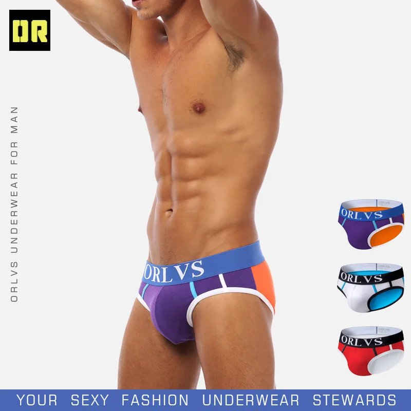 

Men Underwear ORLVS Brand Men's briefs shorts Sexy tanga Soft Cotton Male Slip panties Sexy Gay Mens briefs Underpants Hot