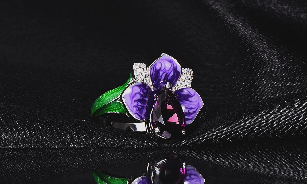 RainMarch эмаль Серебряные серьги в форме цветка кулон кольцо набор украшений для женщин 925 пробы Серебряное ожерелье Кулон Свадебные ювелирные изделия