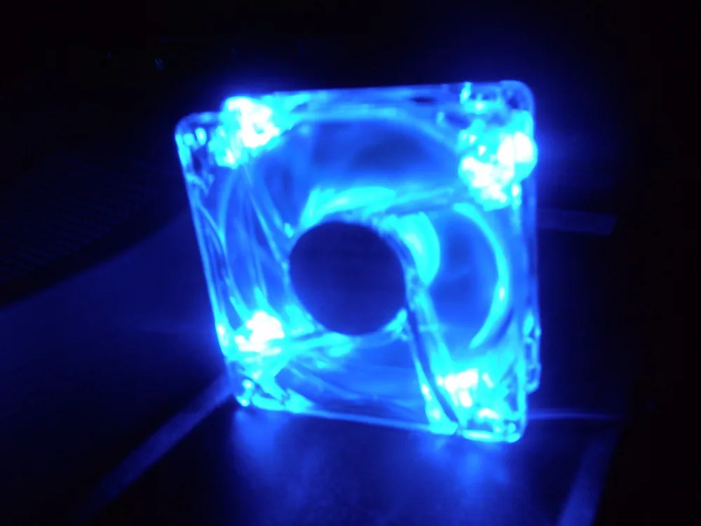 Лот 4 синий Quad 4-светодиодный светильник довольно прозрачный 80 мм PC чехол для компьютера Вентилятор охлаждения мод Прямая поставка