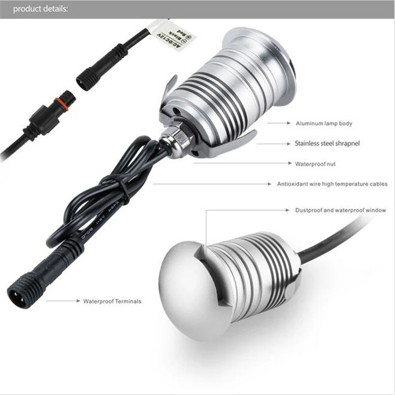 Ip67 3w 12v Led Underground Light Outdoor Landscape Lighting Ip67 3w 12v Led Underground Light Outdoor Landscape Lighting Recessed Spot Kit Patio Pavers Floor Deck Stair Lamp In Lamps From