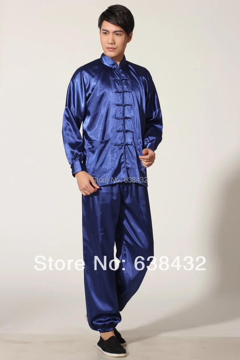 Free shipipng 2015 martial arts kung fu uniforms Tang suit Tai chi uniform kungfu clothing Blue M0048-B | Тематическая одежда и