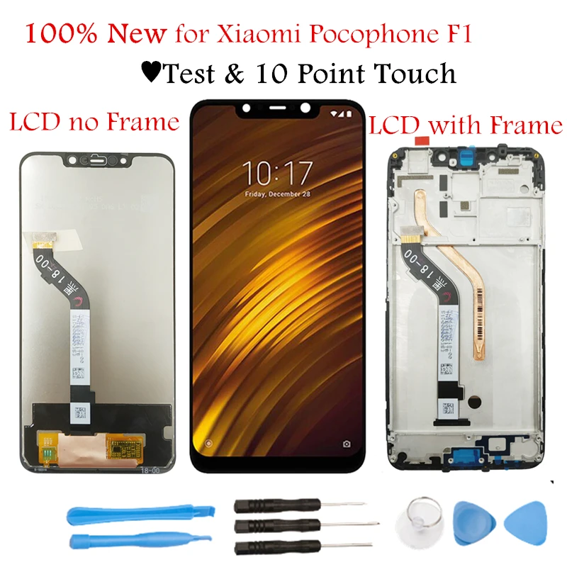 ЖК дисплей для Xiaomi Pocophone F1 с рамкой сенсорный дигитайзер в сборе Poco запчасти