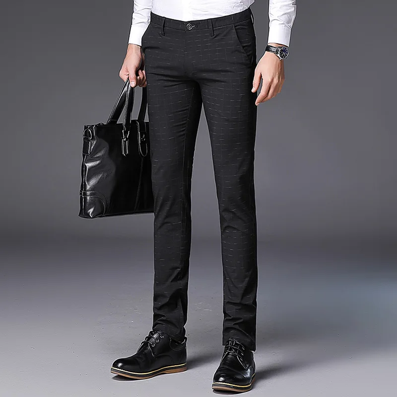 Business Suit Pant Men Fashion High Quality Men Pants New Elastic Long ...