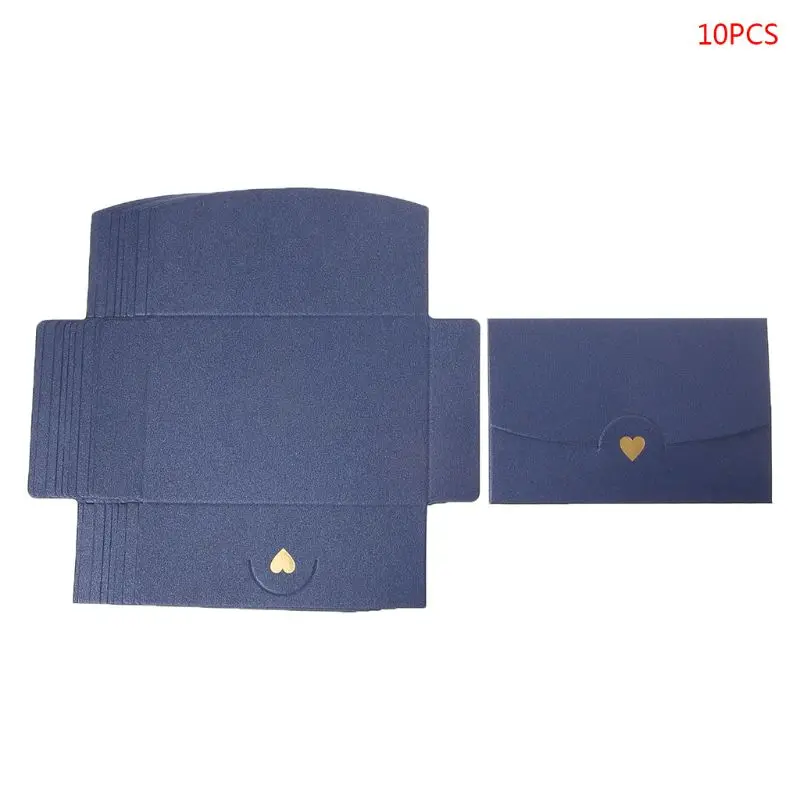 10 шт пустые мини-Конверты в форме сердца в ретро-стиле, конверты для приглашений на свадьбу, конверты для писем, поздравительных открыток - Цвет: Blue