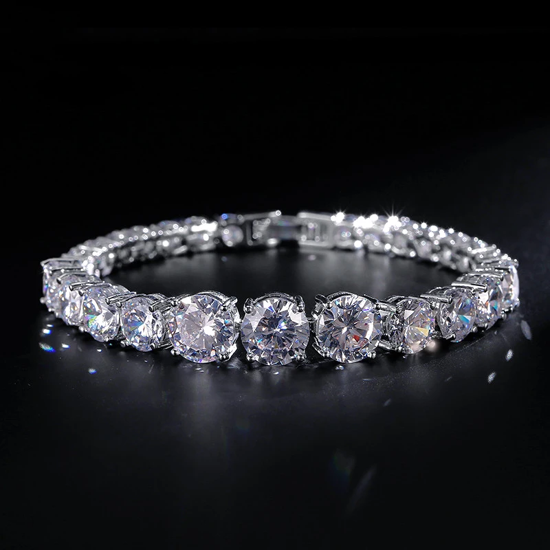 White gold silver color big and small diamond bracelets (3)