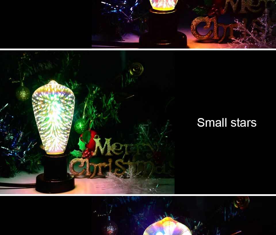 E27 LED Edison Bulb 220V 110V ST64 G95 Holiday Christmas Decoration Bar Silver Lamp Glass Bombilla Wedding Ampoule Retro Vintage 04